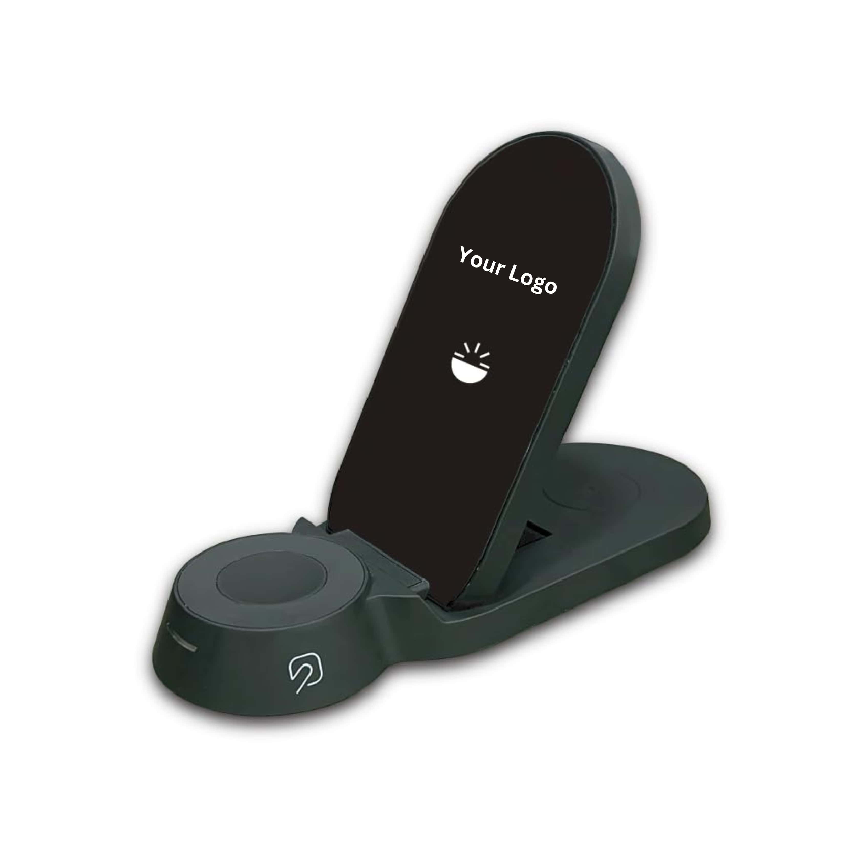 Glow Gadgets Flare Dock 3-in-1 Wireless Charger | 15W Multi-Device Charging Station | Premium Black Finish