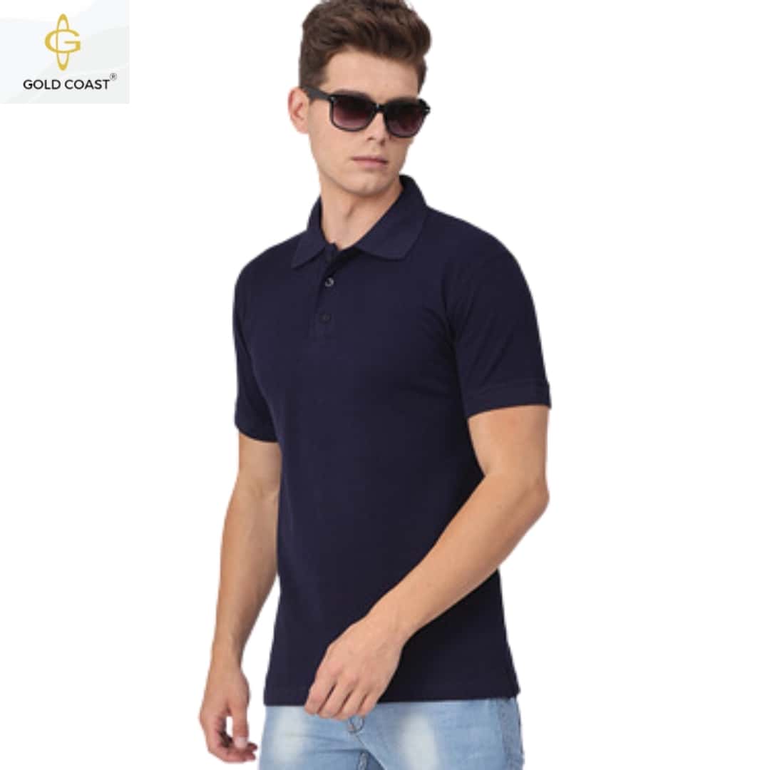 Gold Coast Air-Tex Cotton Polo T-Shirt - Navy Blue