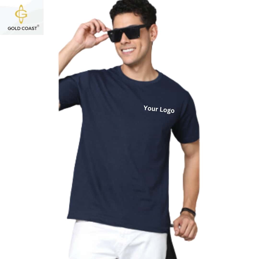 Gold Coast 100% Cotton Round Neck T-Shirt - Navy Blue