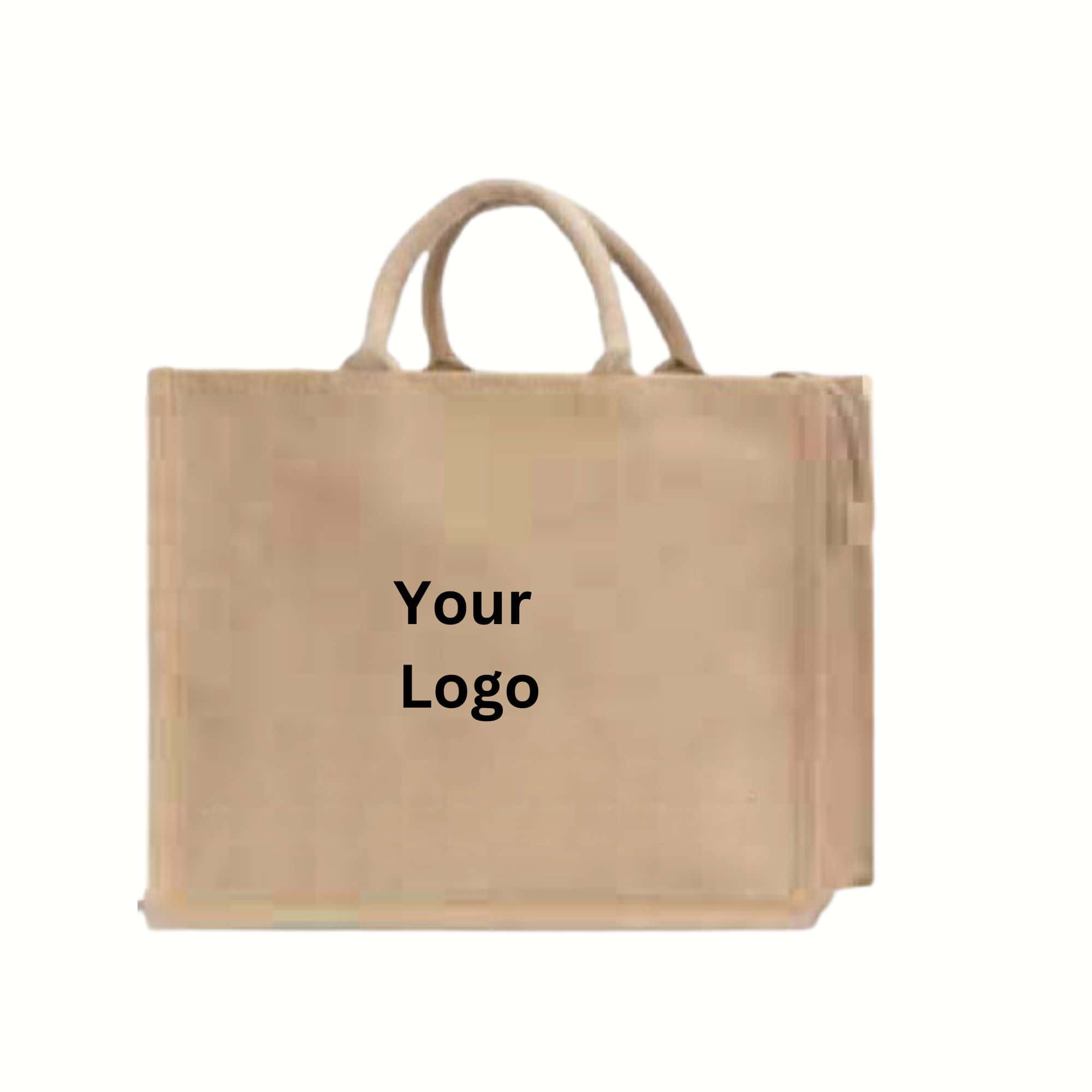 Zipper Natural Jute Bags Big