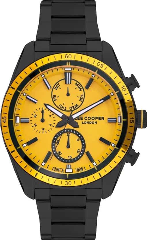 Lee Cooper Multifunc Yellow Round Watch