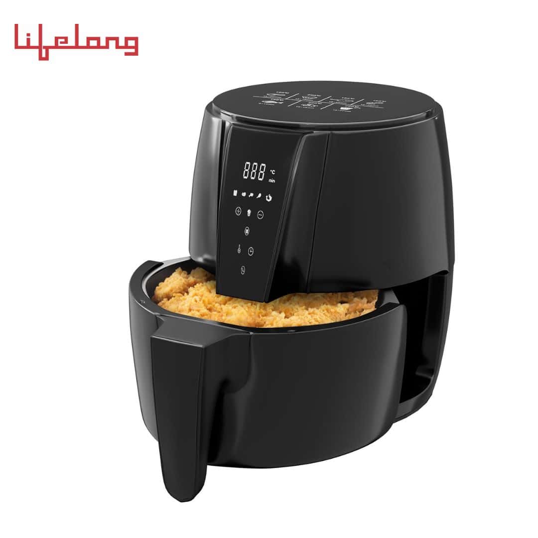 Lifelong Digital 4.2L Air Fryer with Touch 1350W, Temperature Control & Timer with Hot Air Circulation Technology (Black, LLHFD439)