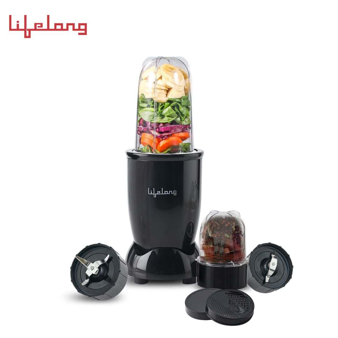 Lifelong Regalia PowerNutri Mixer/Grinder/Blender/Shaker, 2 Stainless Steel Blades,2 Unbreakable Jars, 450 W Powerful Copper Motor (Black, 1 Year warranty, LLNBB001)