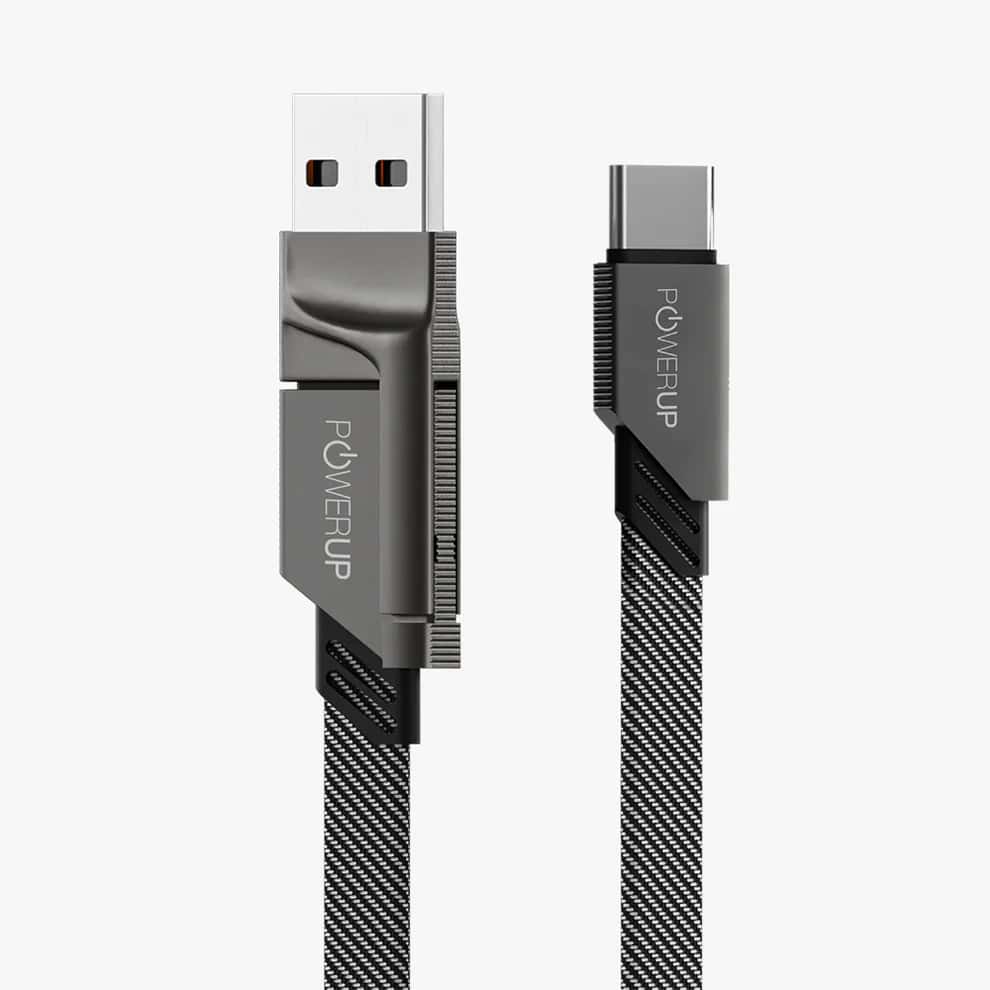 Powerup QuadMax 2IN1 66W Zinc Alloy 1.2m Cable - Copper