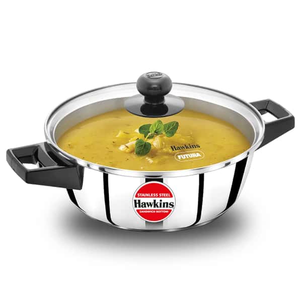 Hawkins 2 Ltr Stainless Steel Saucepan with Glass Lid