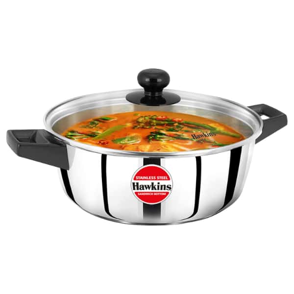 Hawkins 3 Ltr Stainless Steel Saucepan with Glass Lid