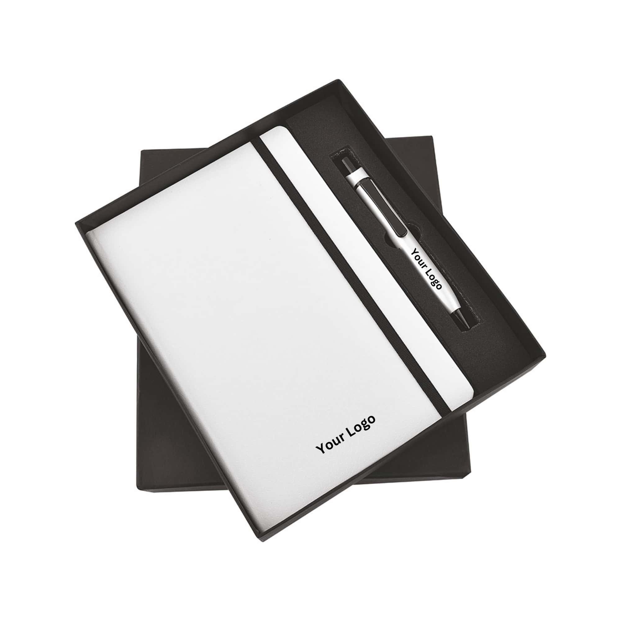 White Elastic Pen & Diary Set