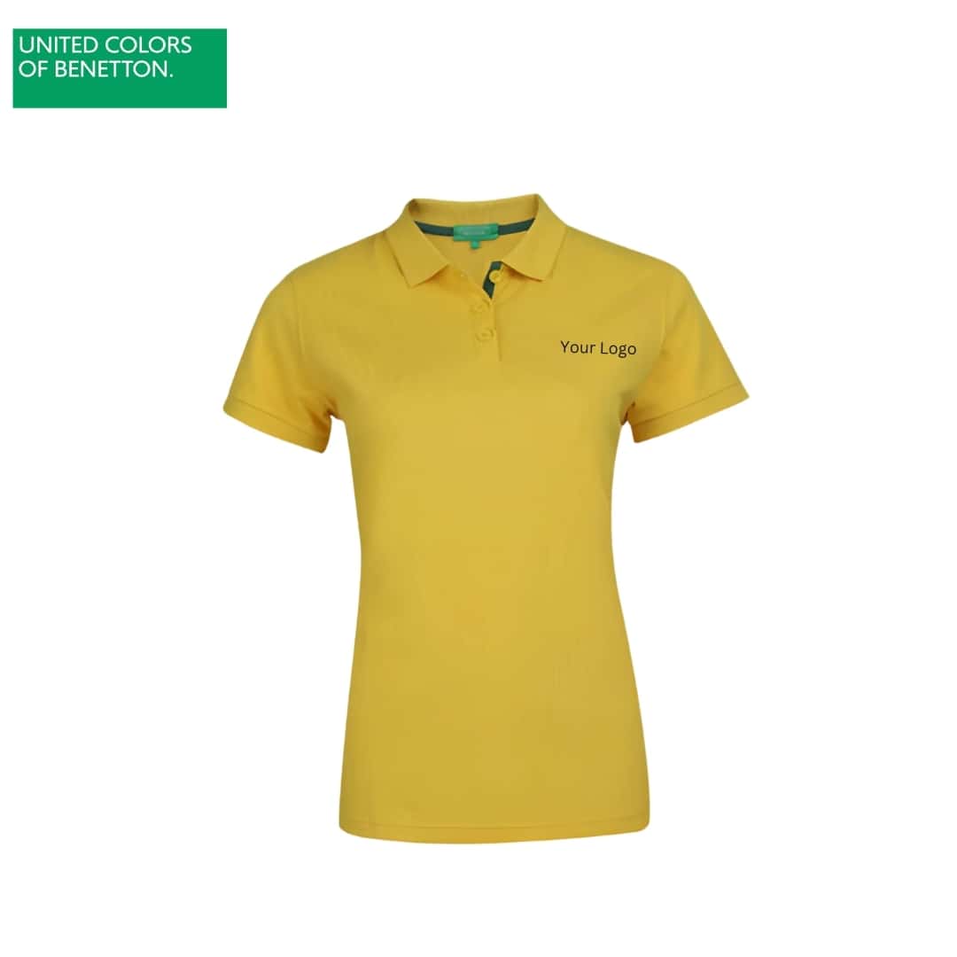 United Colors of Benetton Women's Yellow Polycotton Polo T-Shirt