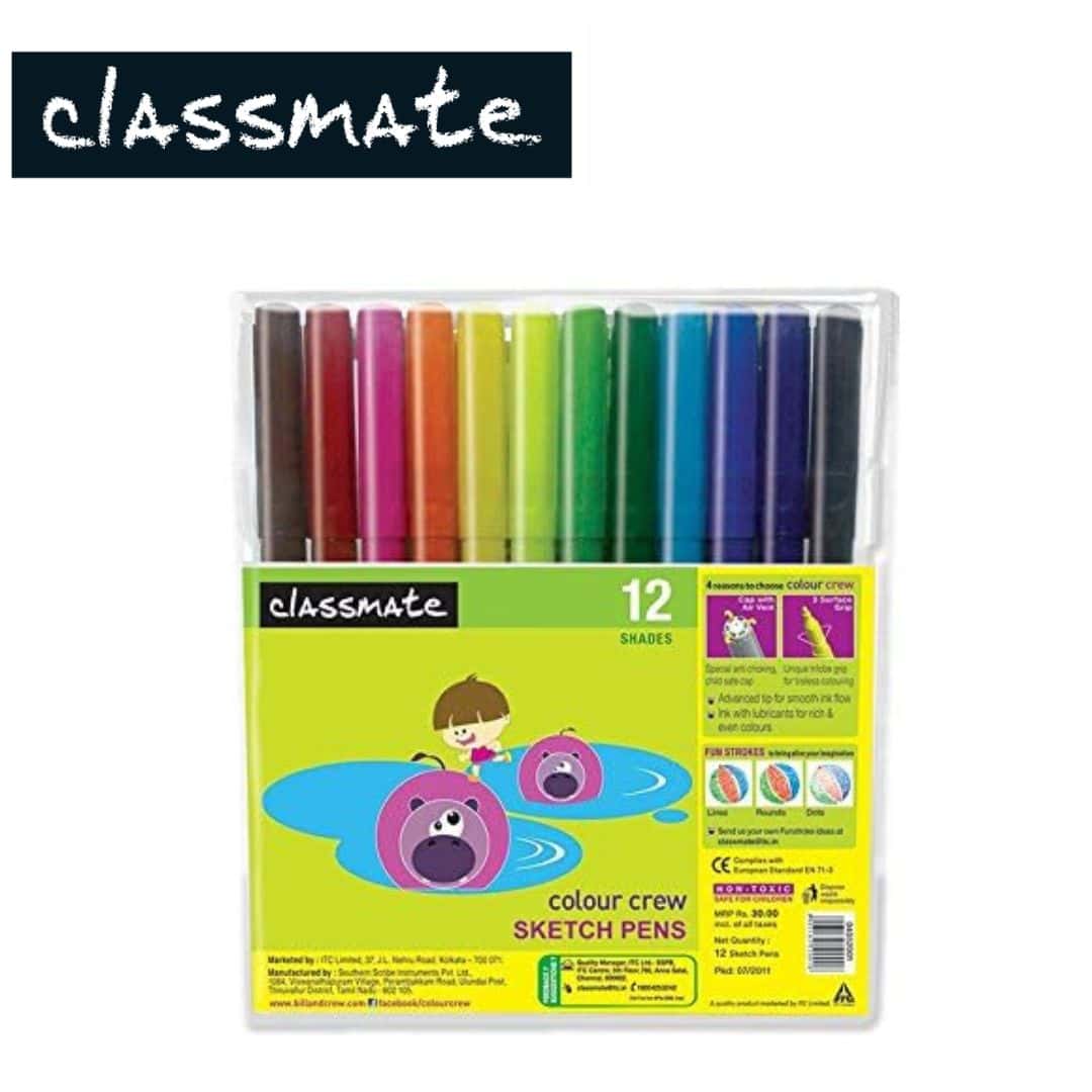 Classmate 12 Shades Sketch Pens in bulk from India — Ant Mascot