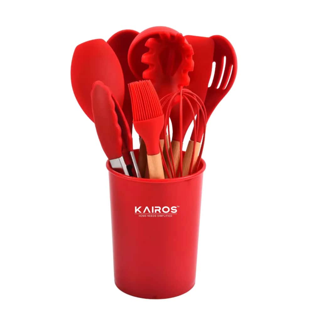 Kairos Silicone Cooking Spatula With Wooden Handle Set Of 12 Pcs in bulk from India — Ant Mascot