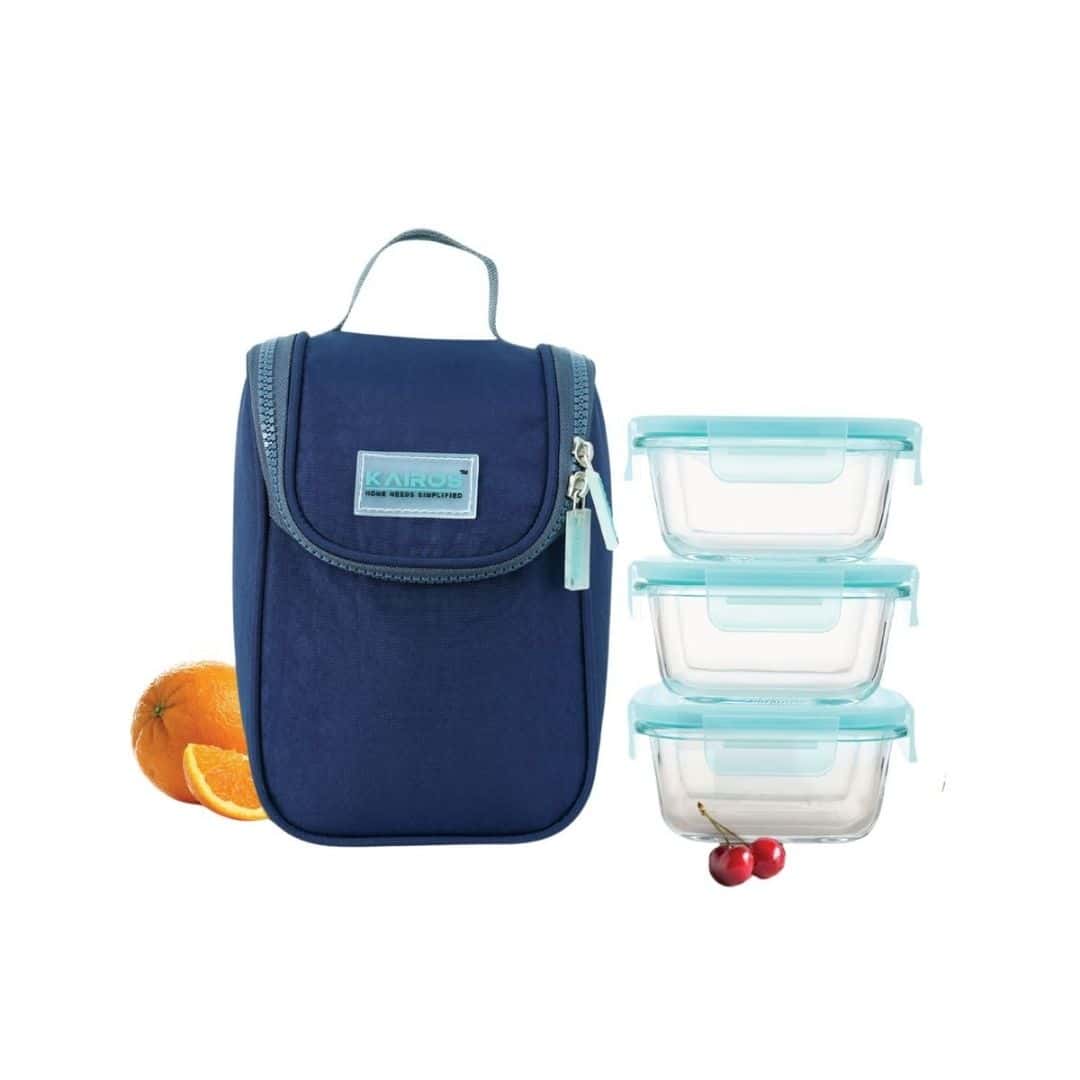 Kairos Glass Trio Lunch Box With Bag in bulk from India — Ant Mascot