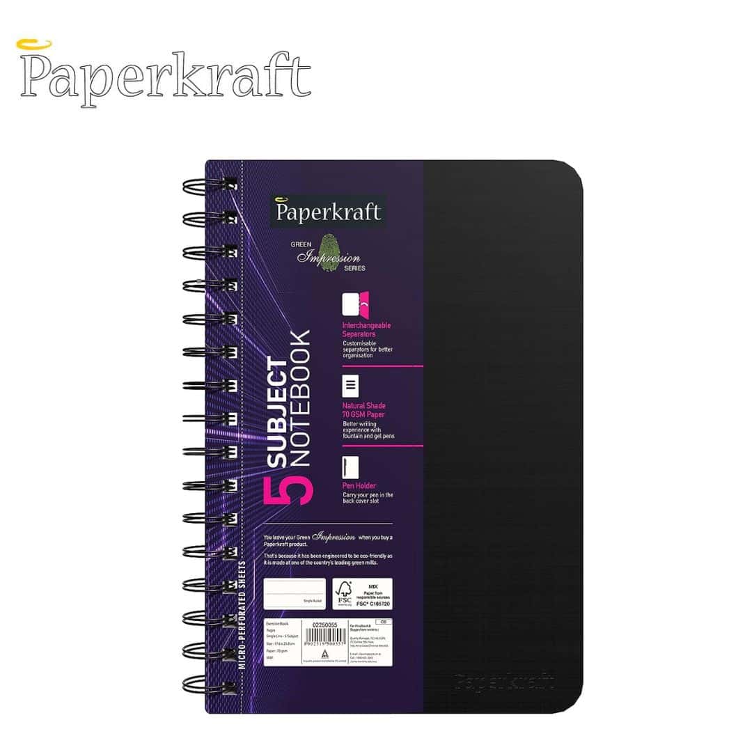 Paperkraft Green Impression Wiro Notebook Single Ruled PP Cover 300Pg(176X250) in bulk from India — Ant Mascot