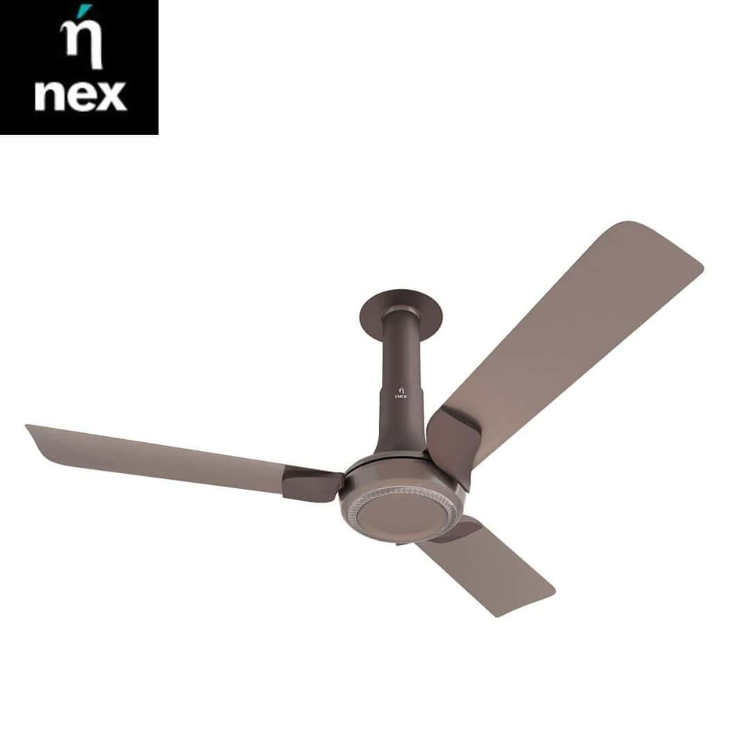 Nex Nex Glyde A60 1200 mm star rated Ceiling Fans | 20% Higher Air Thrust | Remote Control | Airlfuence� Al Blade|Mist Brown in bulk from India — Ant Mascot