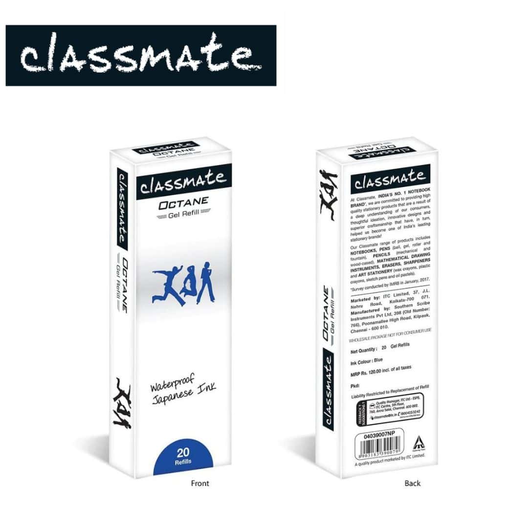 Classmate Octane Gel Pen Refill Blue Pack of 10 in bulk from India — Ant Mascot