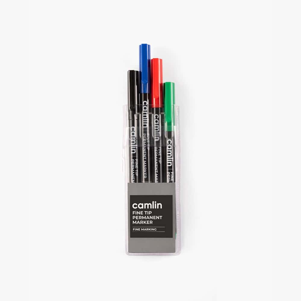 Camlin Fine Tip Permanent Markers Assorted Pouch Of 4 Shades in bulk from India — Ant Mascot