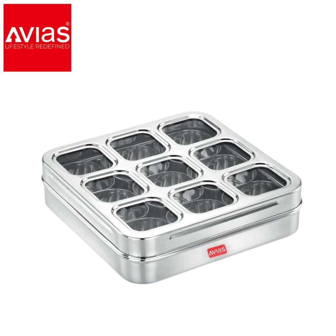 Avias 9 Square Spice Box (Design) � Stylish Spice Storage in bulk from India — Ant Mascot