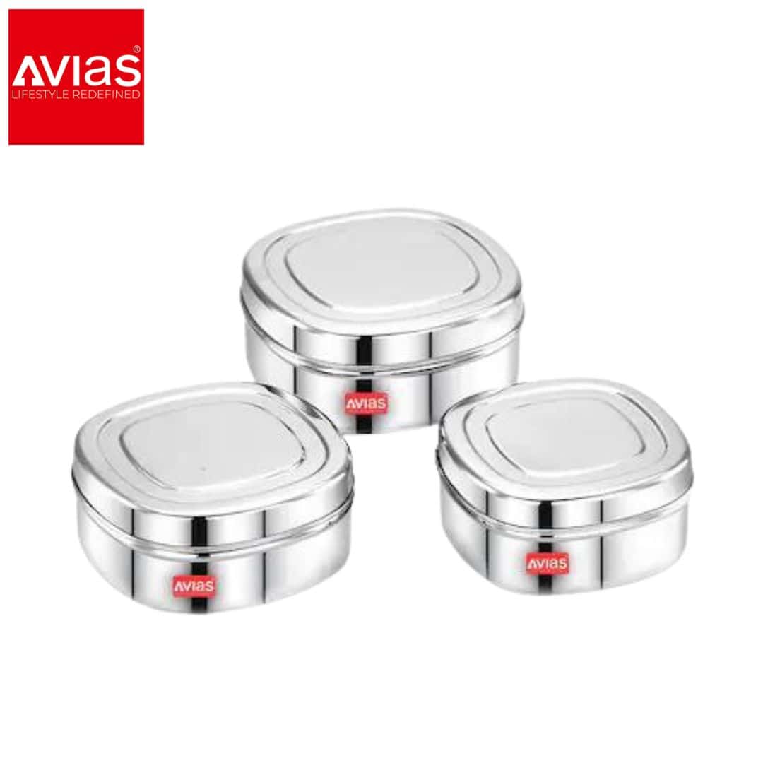 Avias Curry Box Set Of 3 (Medium) � Stainless Steel in bulk from India — Ant Mascot