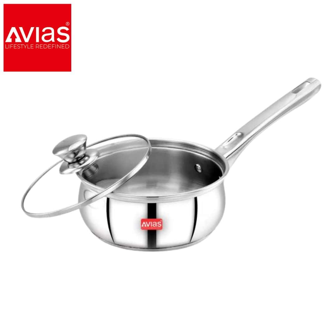 Avias Inox Sauce Pan 18Cm With Glass Lid � Stainless Steel in bulk from India — Ant Mascot
