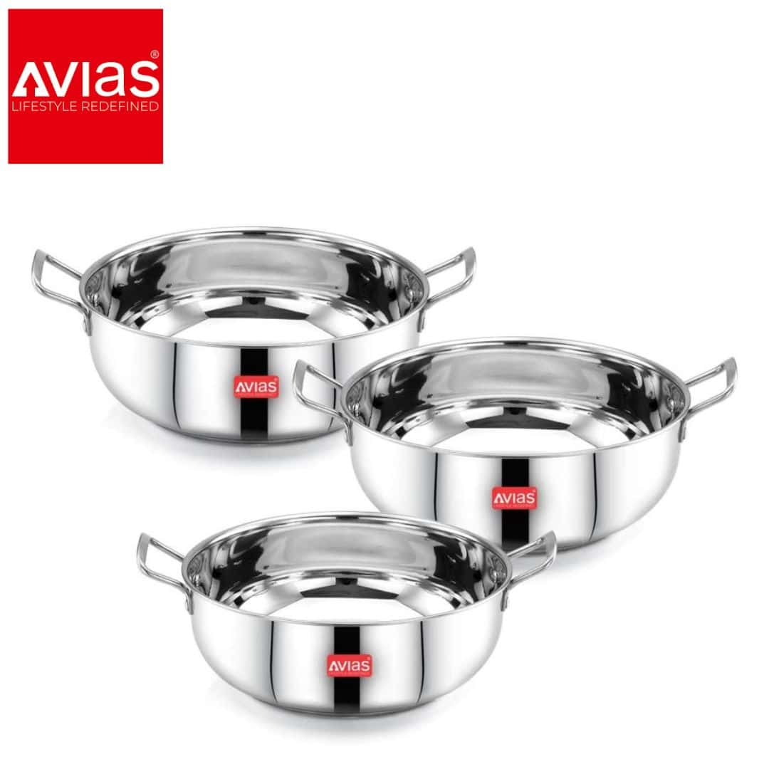 Avias Inox Ib Kadai Set � 3 Pieces Stainless Steel in bulk from India — Ant Mascot