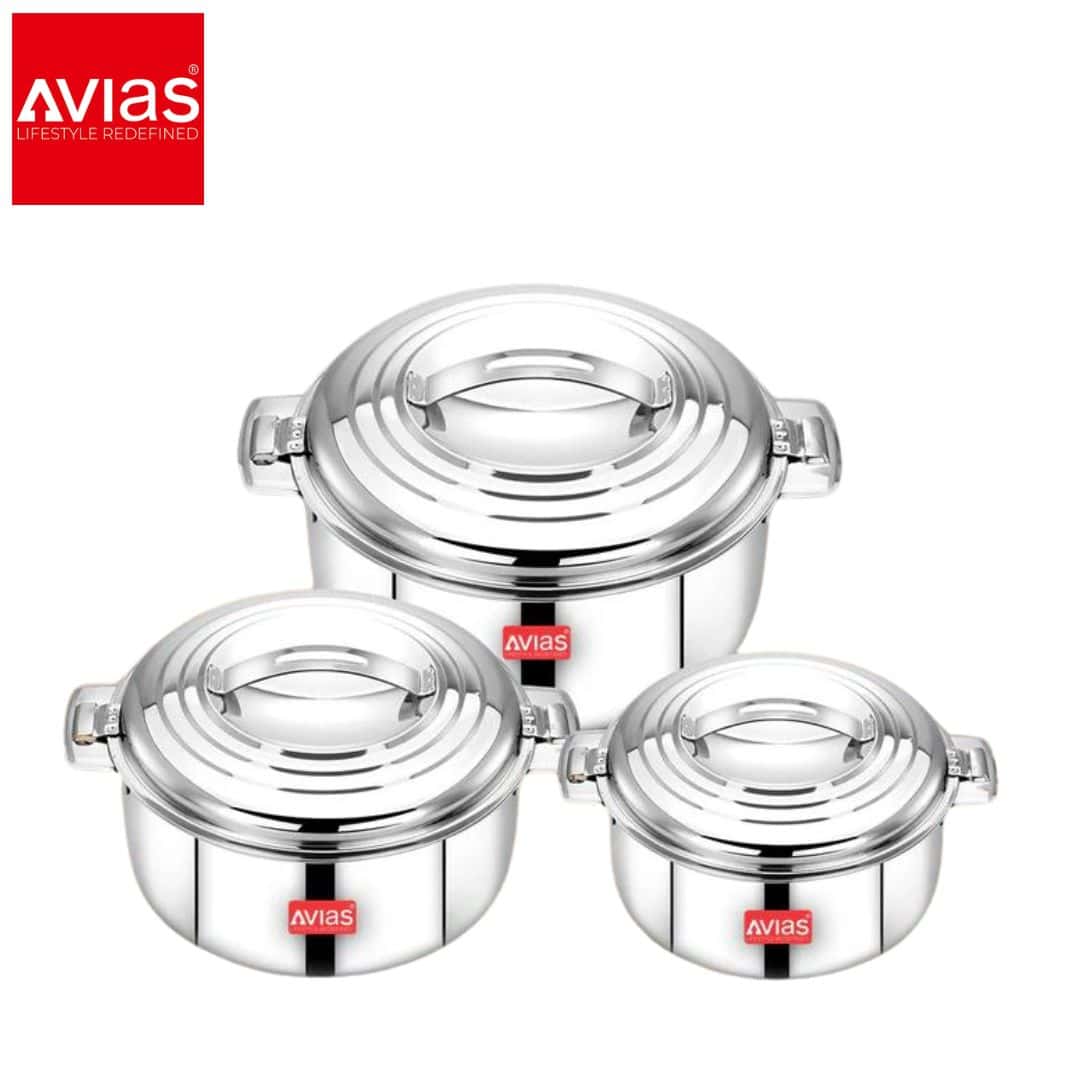 Avias Platina Premium Casserole 3-Piece Gift Set � Stainless Steel in bulk from India — Ant Mascot