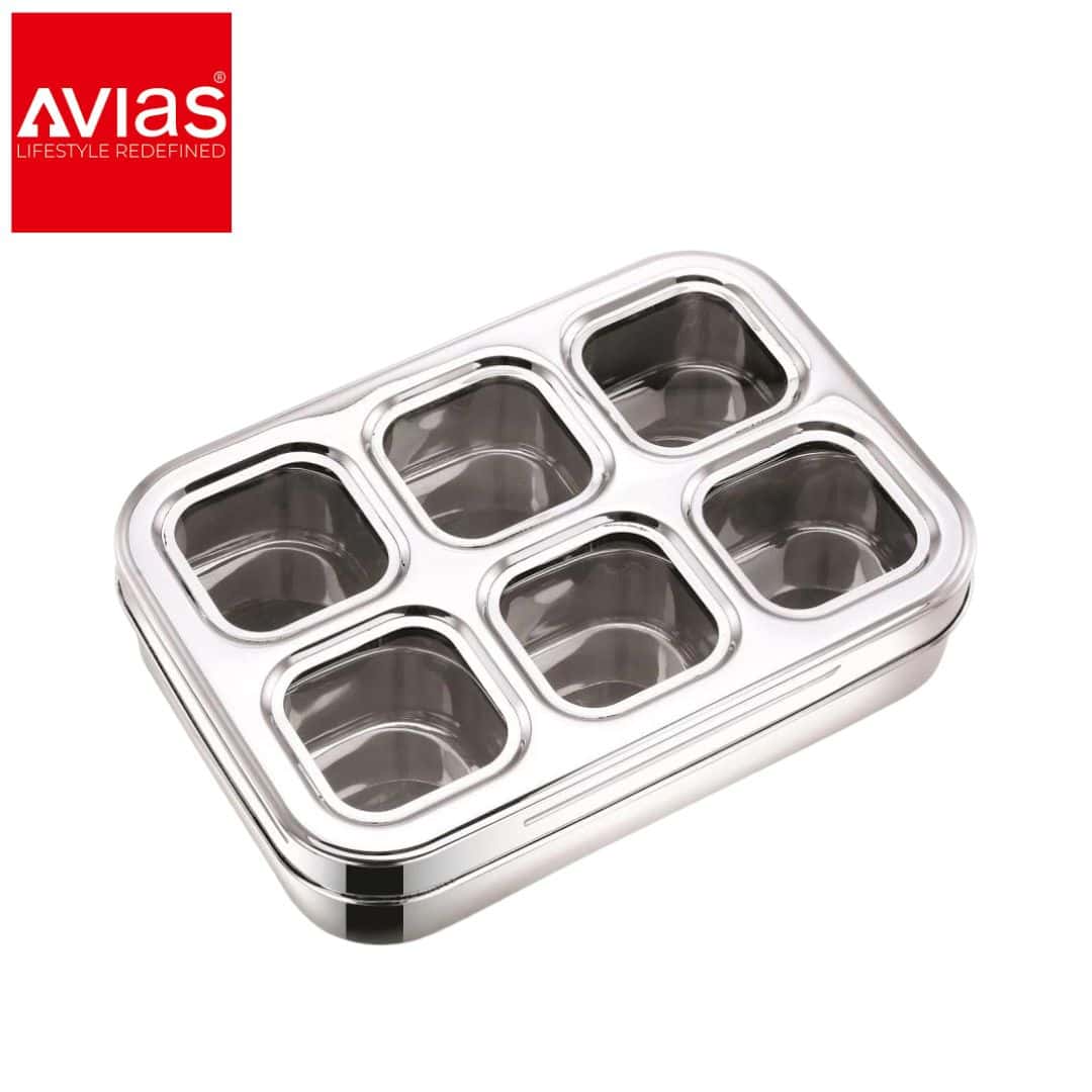 Avias 6 Square Spice Box (Design) � Stylish Spice in bulk from India — Ant Mascot