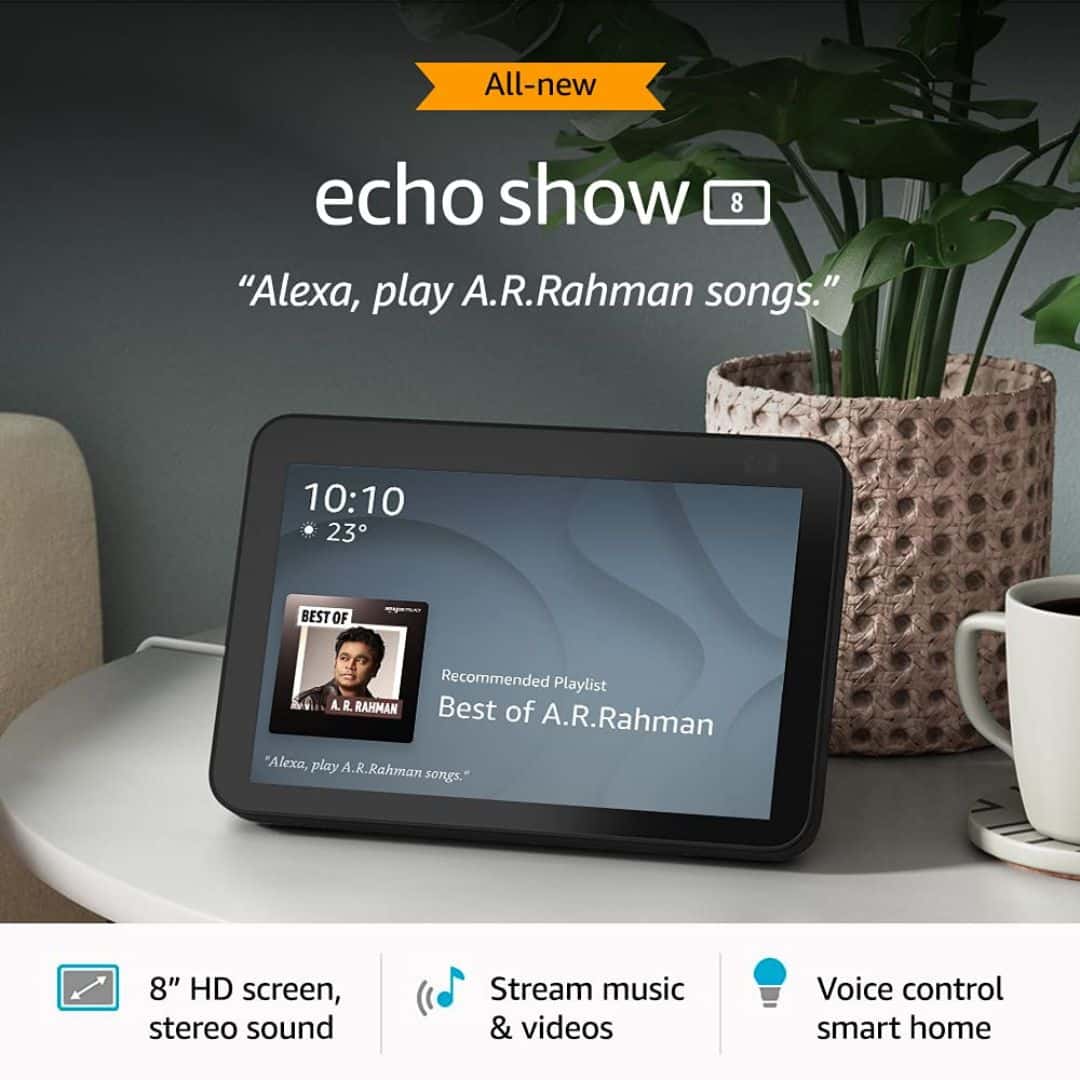 Amazon Echo Show 8 (2nd Gen) - Smart speaker with 8" HD screen, stereo sound & hands-free entertainment with Alexa in bulk from India — Ant Mascot