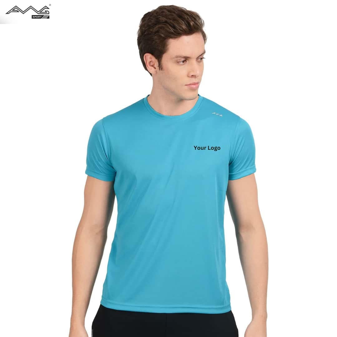 Awg Cotton Round Neck Super Bio T Shirt Sky Blue in bulk from India — Ant Mascot
