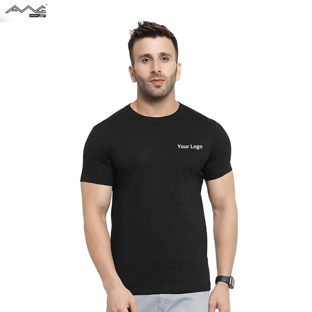 Awg Cotton Round Neck Bio Wash T Shirt Black in bulk from India — Ant Mascot