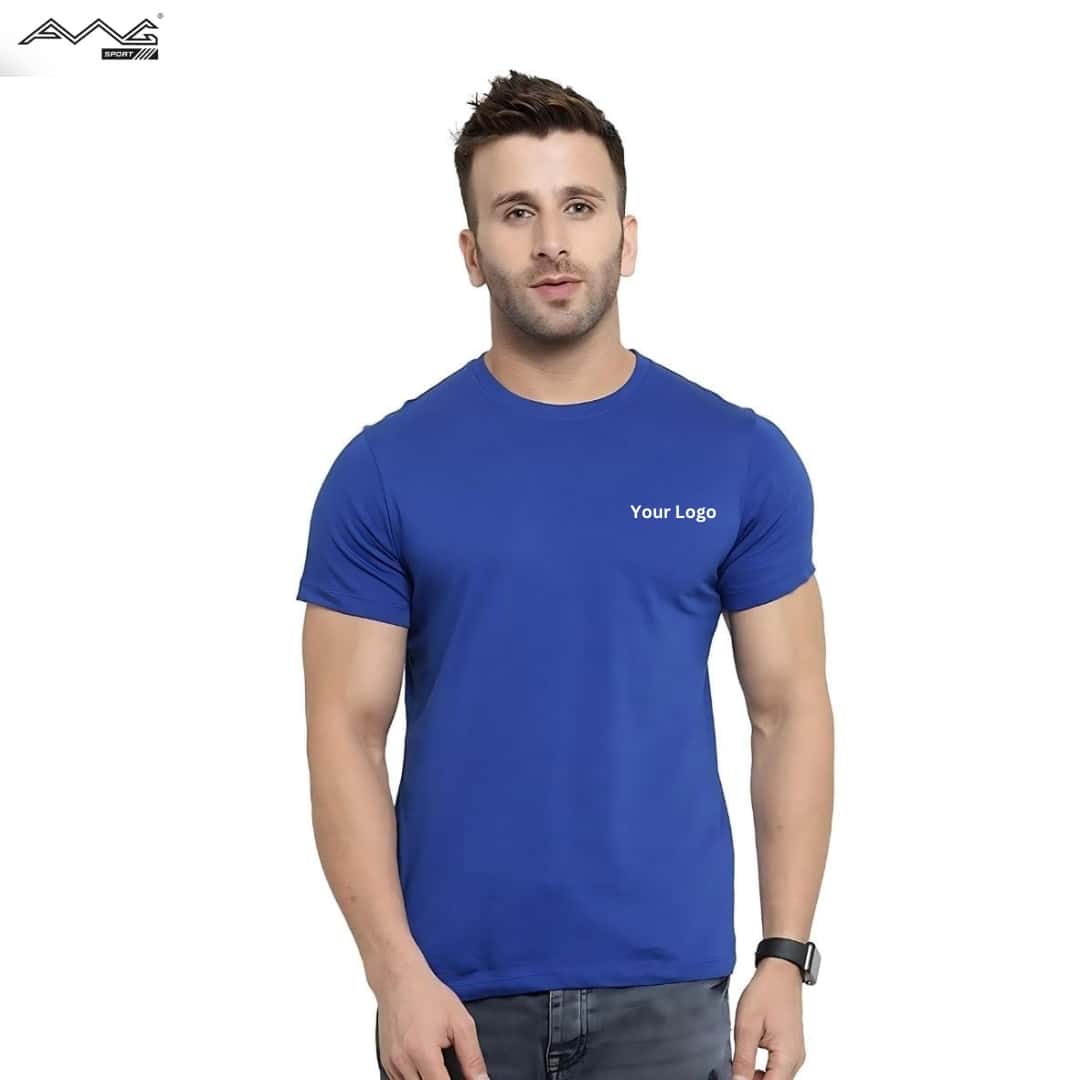 Awg Cotton Round Neck Bio Wash T Shirt Blue in bulk from India — Ant Mascot