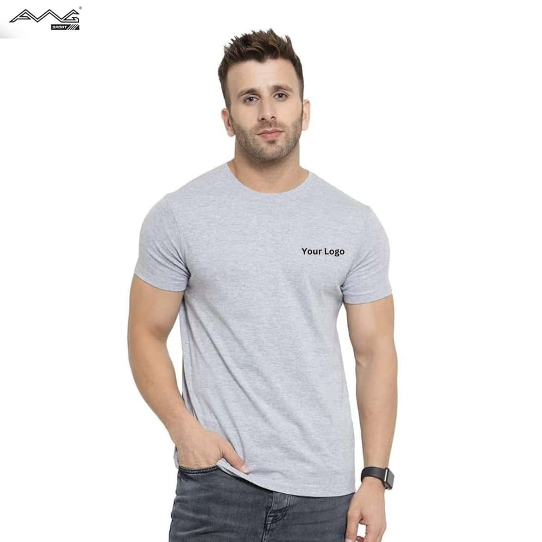 Awg Cotton Round Neck Bio Wash T Shirt Grey in bulk from India — Ant Mascot