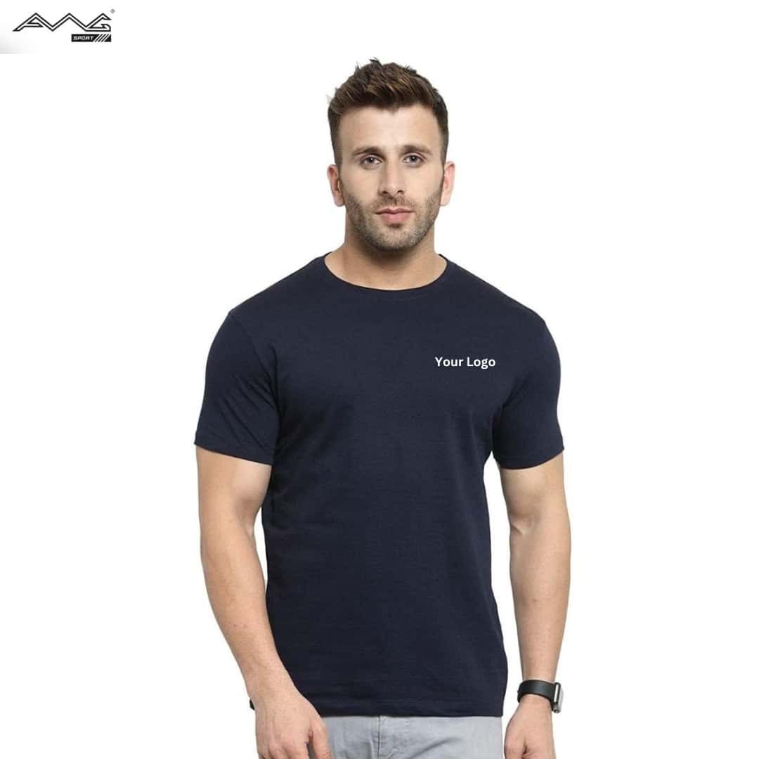 Awg Cotton Round Neck Bio Wash T Shirt Navy Blue in bulk from India — Ant Mascot