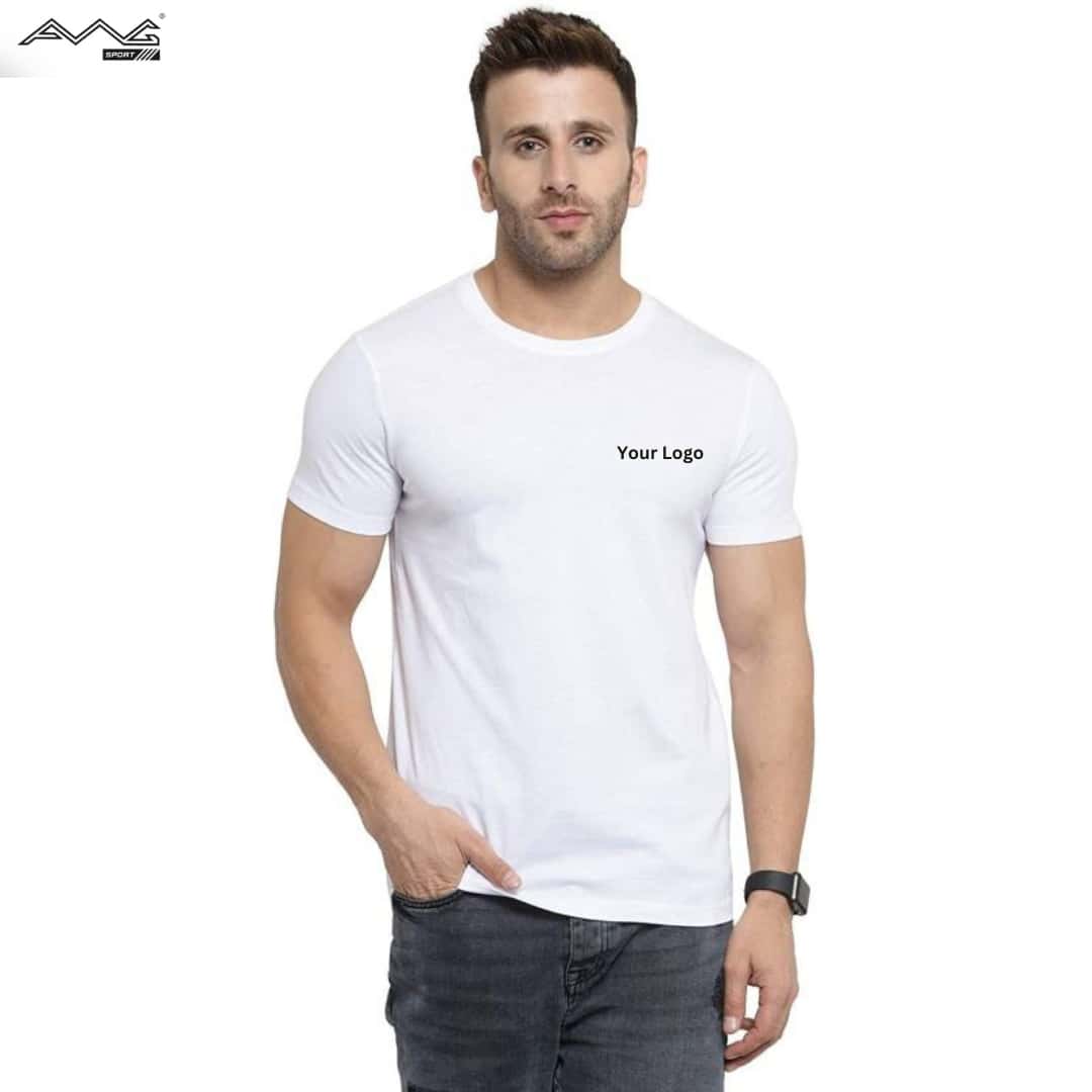 Awg Cotton Round Neck Bio Wash T Shirt White in bulk from India — Ant Mascot