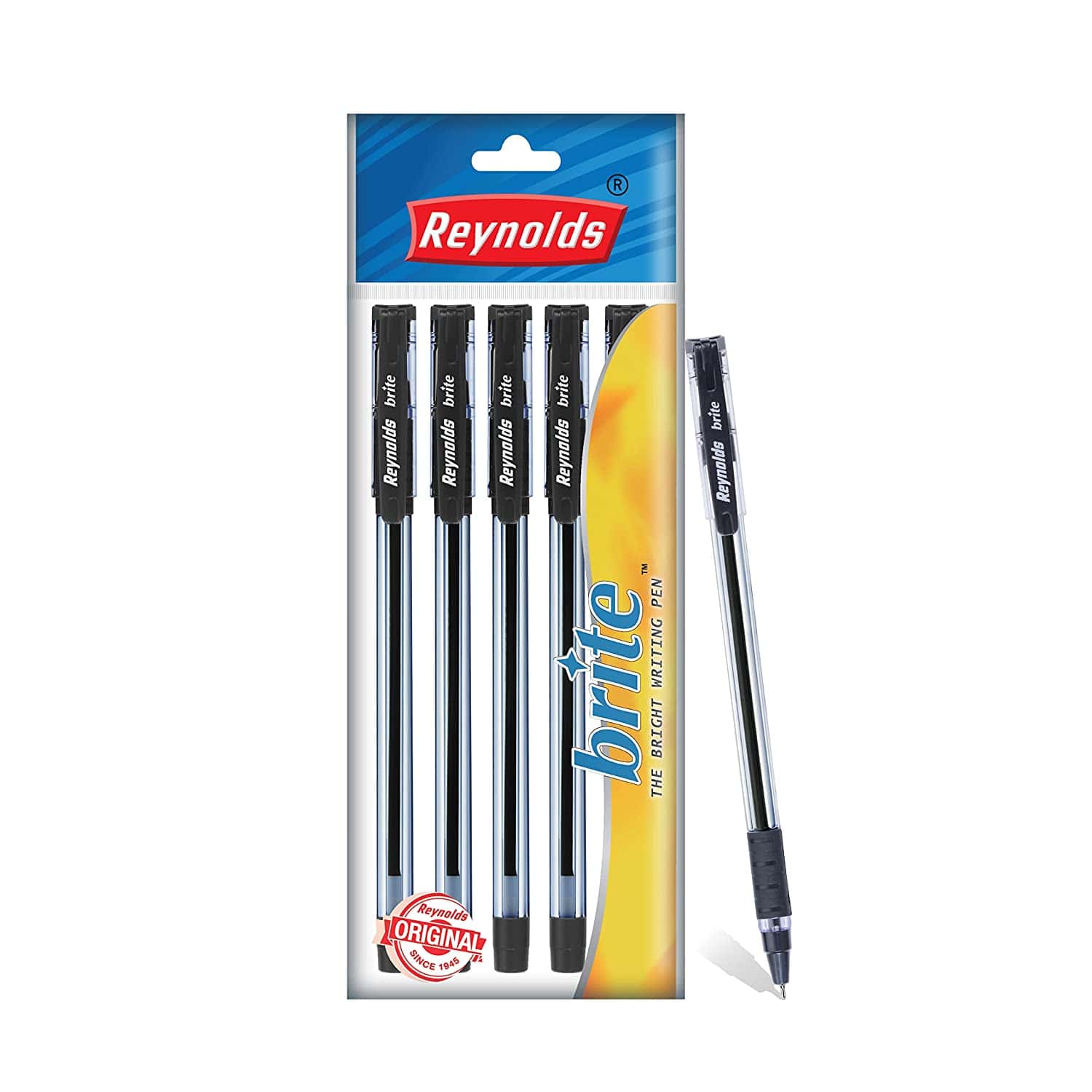 Reynolds Brite Ball Pen Black Pack Of 5 in bulk from India — Ant Mascot