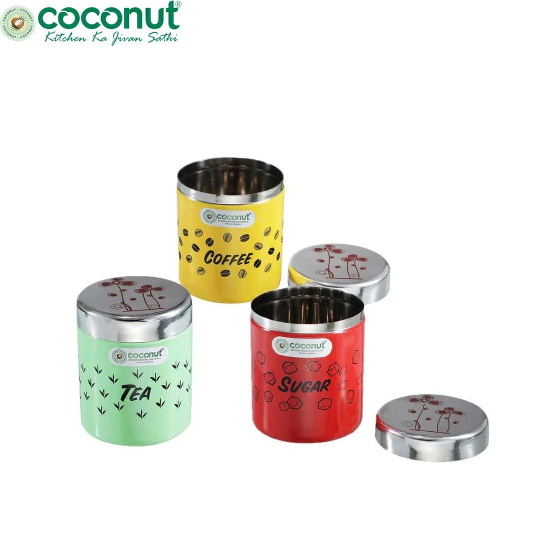 Coconut Super Sober Containers NOTES Set of 3 Pcs|Stylish Kitchen Organization in bulk from India — Ant Mascot