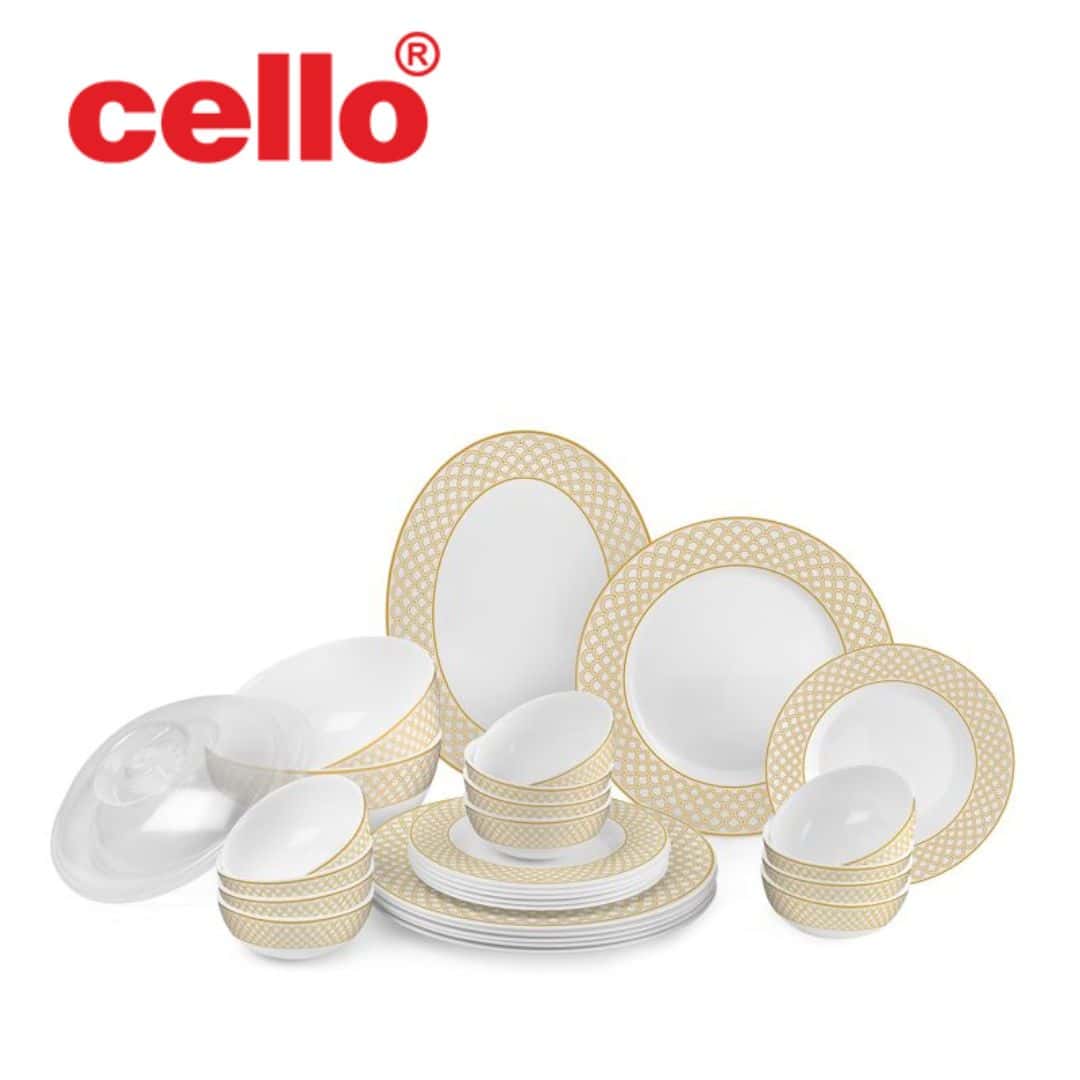 Elevate Your Table Setting: Cello Ariana Dinnerware Set (Golden Crown) in bulk from India — Ant Mascot