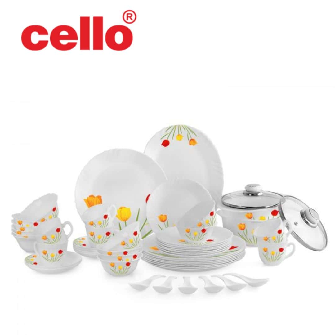 Complete & Stylish: Cello Imperial Ds 45 Pcs Dinnerware Set (Tulip Garden) in bulk from India — Ant Mascot