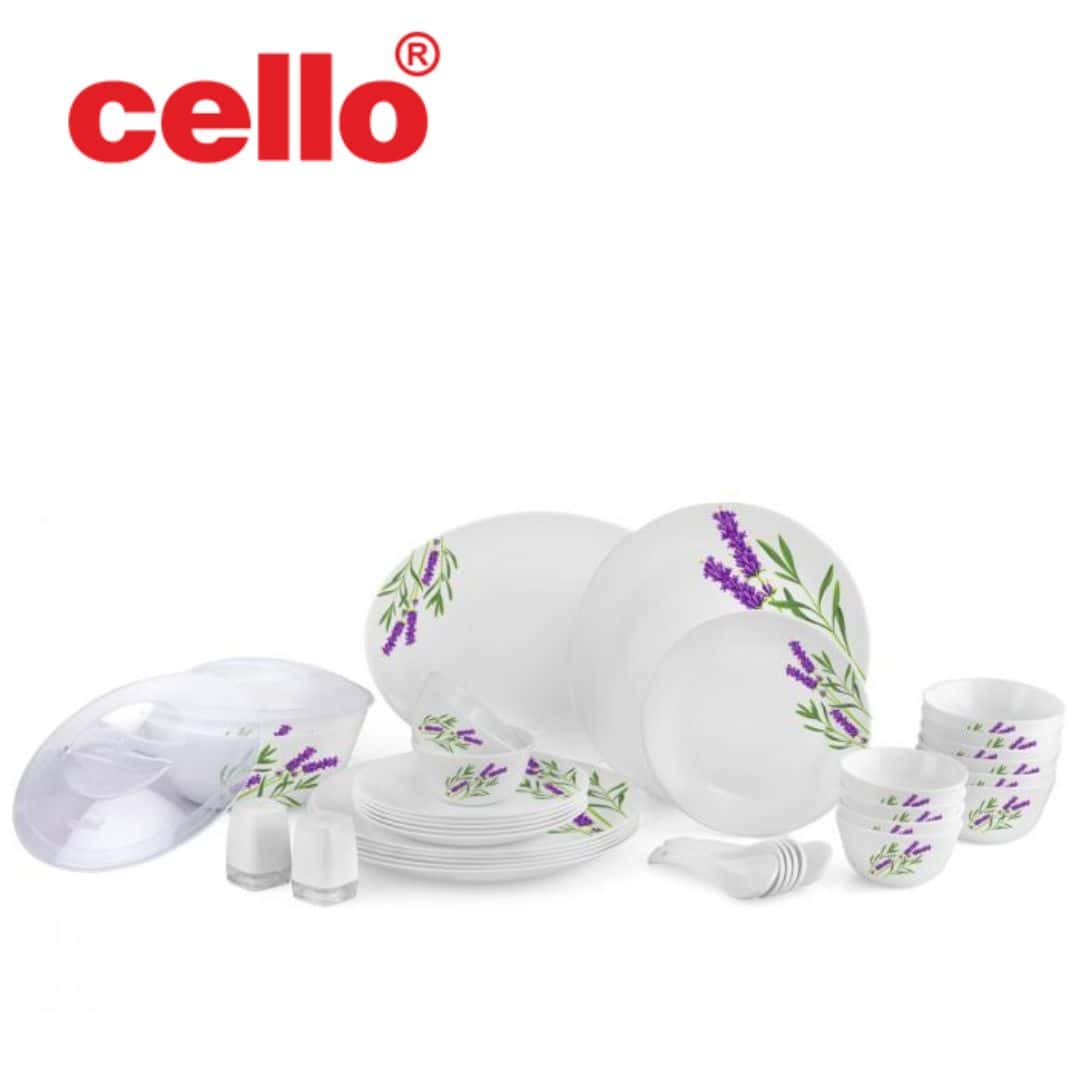 37-Piece Lavender Meadow Opalware Set: Cello Zarah Ds in bulk from India — Ant Mascot