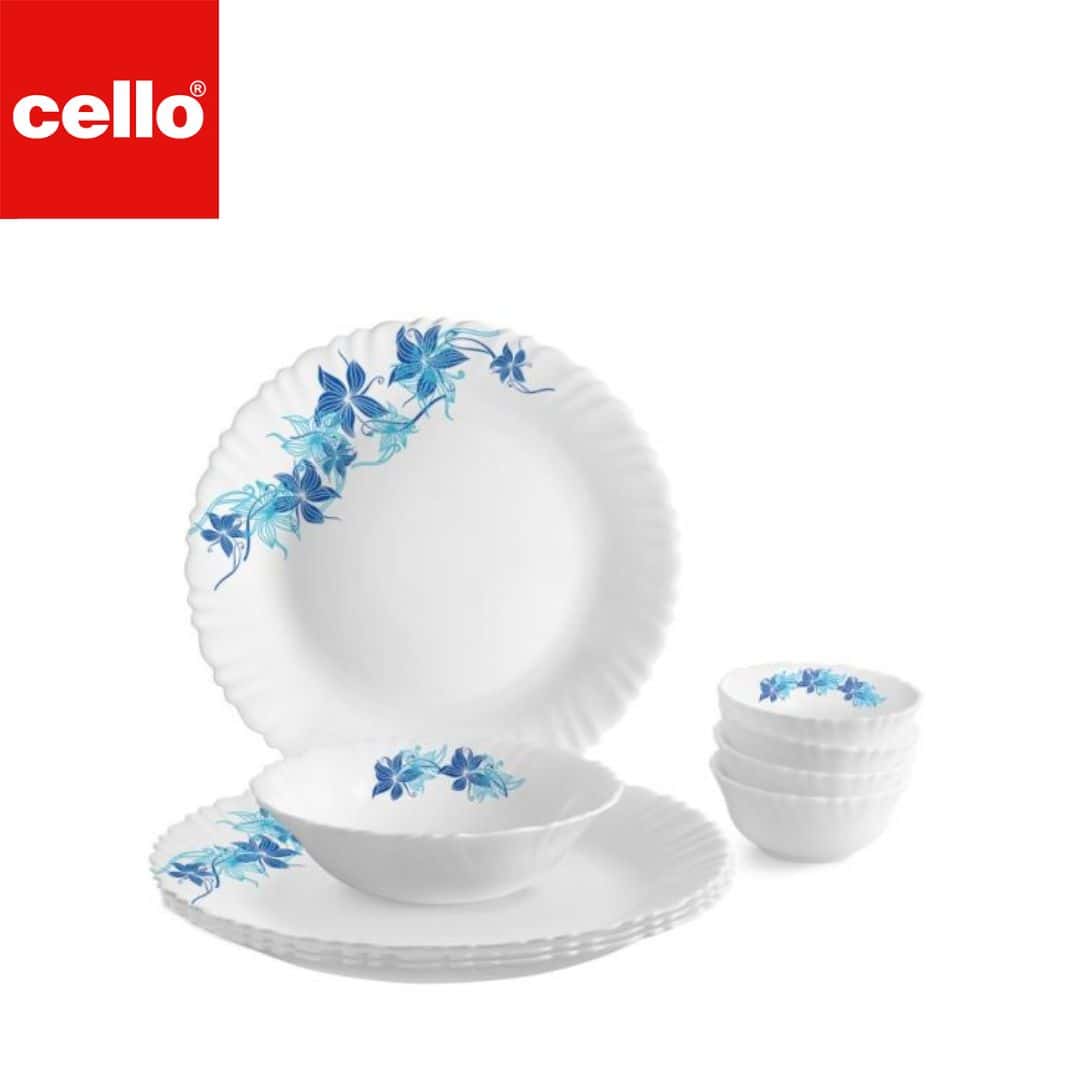 Cello Dazzle Dinner Set 9 Pcs - Blue Swirl in bulk from India — Ant Mascot