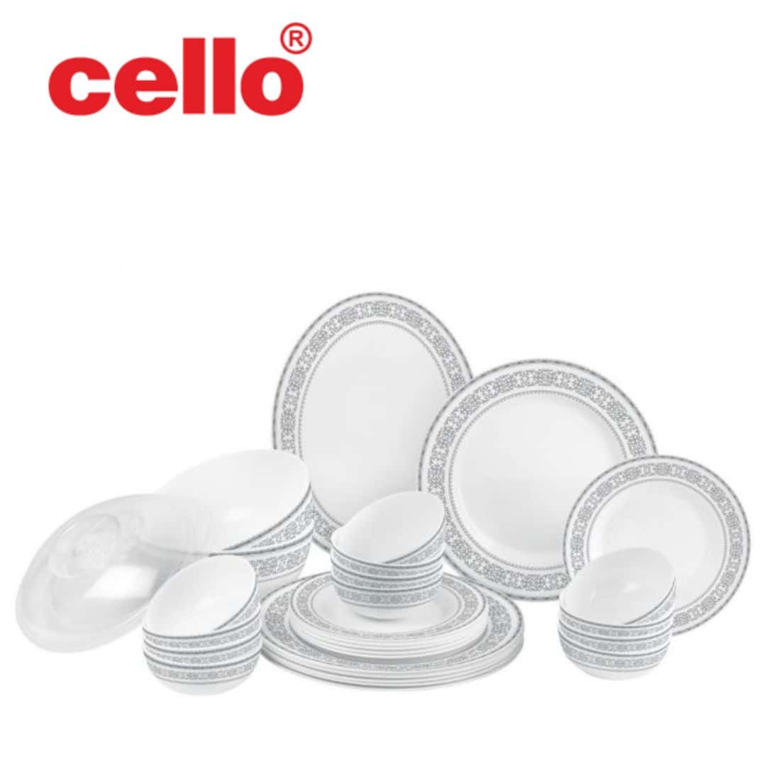 Premium Opalware: Cello Ariana 29-Piece Dinner Set (Greek Silver) in bulk from India — Ant Mascot