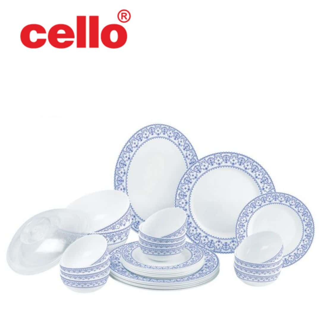 Vibrant Touch: Cello Ariana 29-Piece Dinner Set (Blue Madison) in bulk from India — Ant Mascot