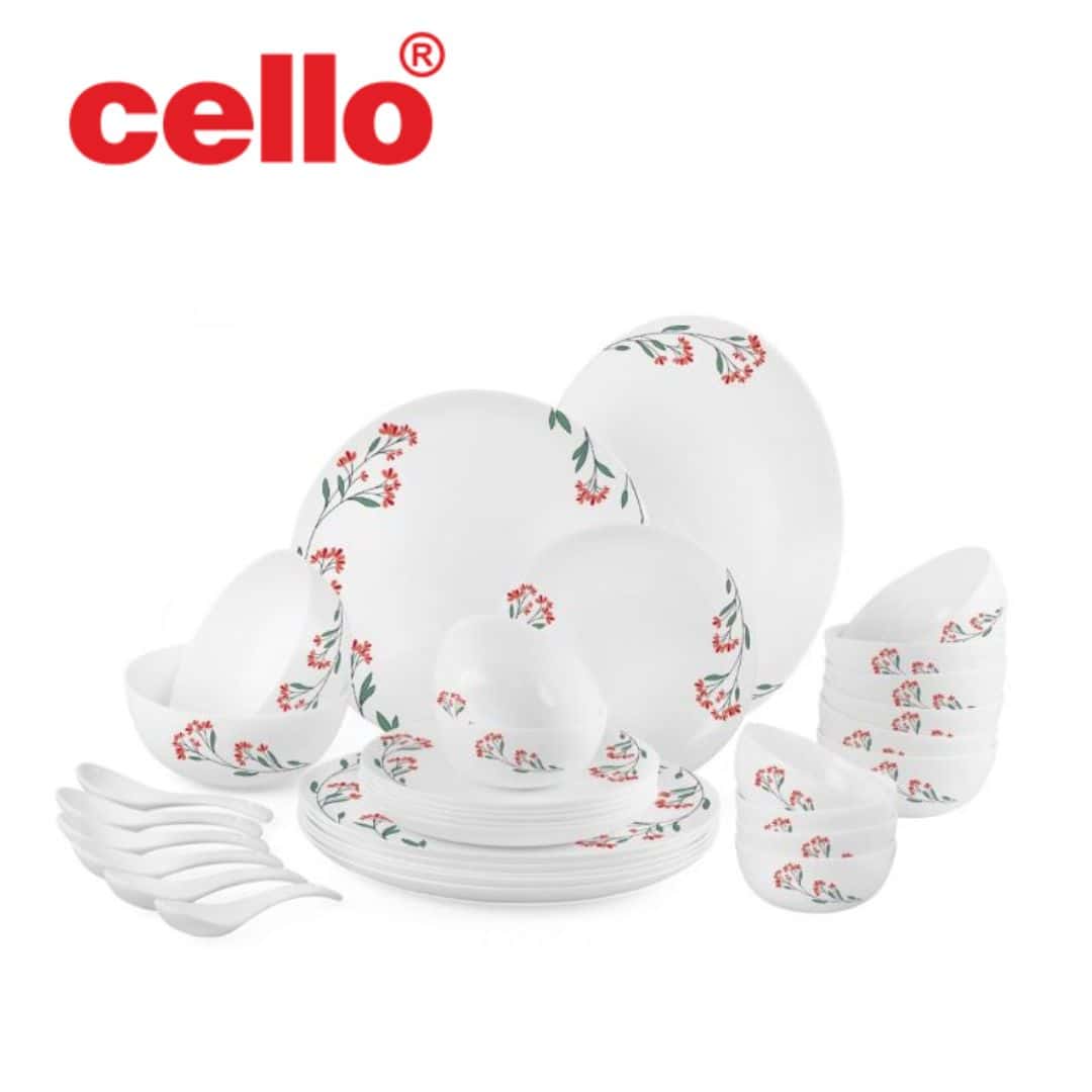 Make a Statement on Your Table: Cello Royale Ds 33 Pcs Dinner Set (Red Blossom) in bulk from India — Ant Mascot