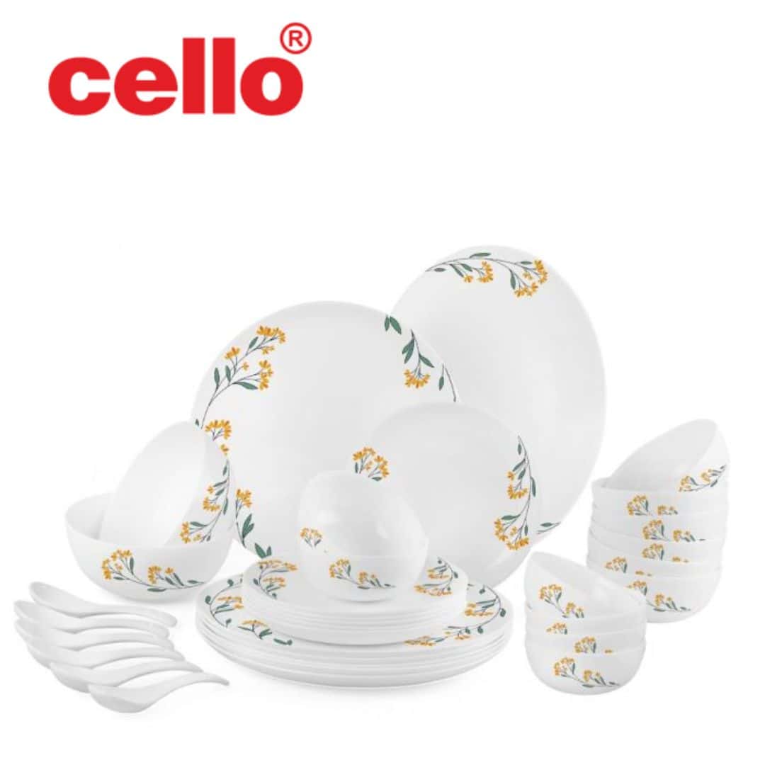 Sunny Style: Cello Royale Ds 33 Pcs Dinner Set (Yellow Blossom) in bulk from India — Ant Mascot