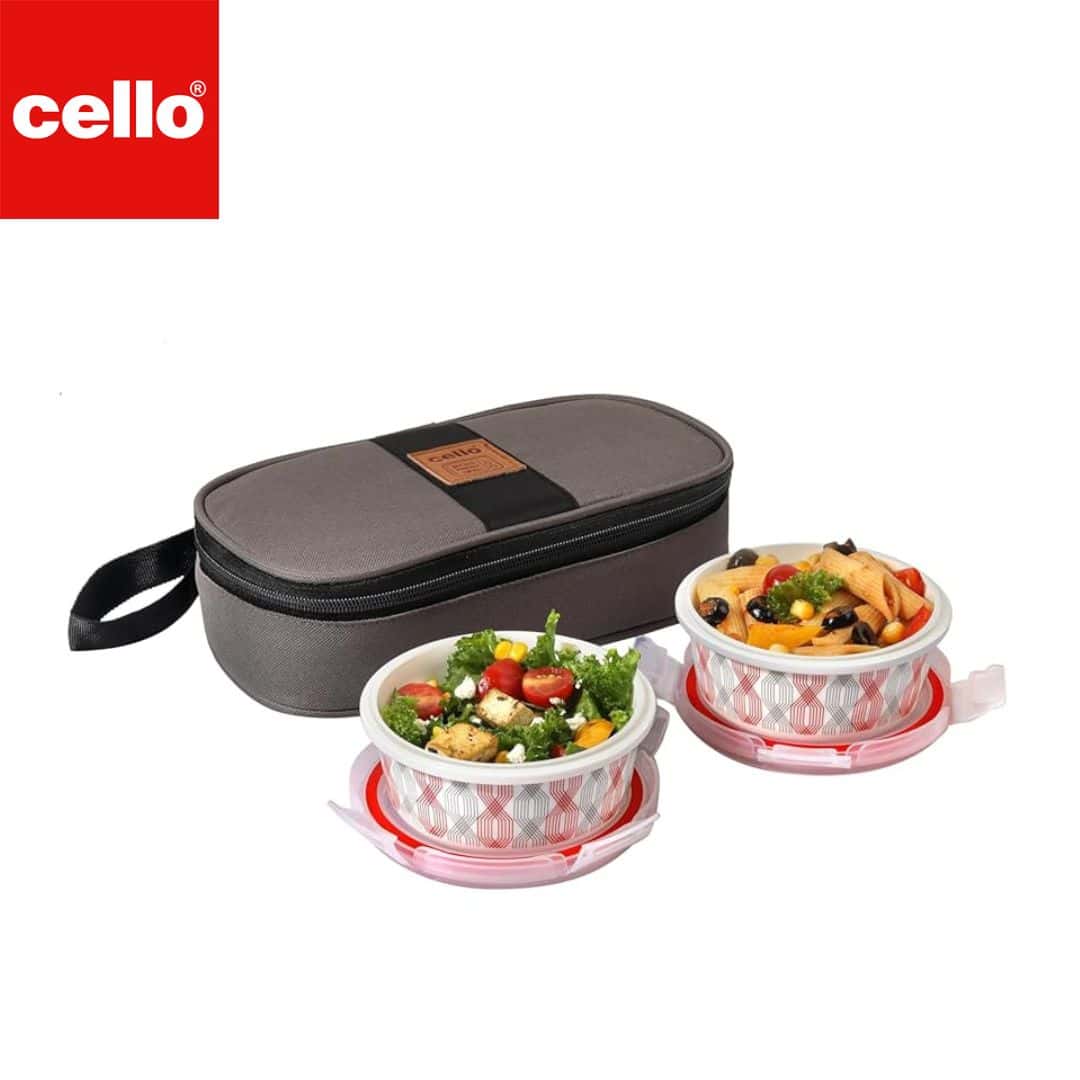 Cello Lunch Box W Jacket 2Pc - Red Trellis in bulk from India — Ant Mascot
