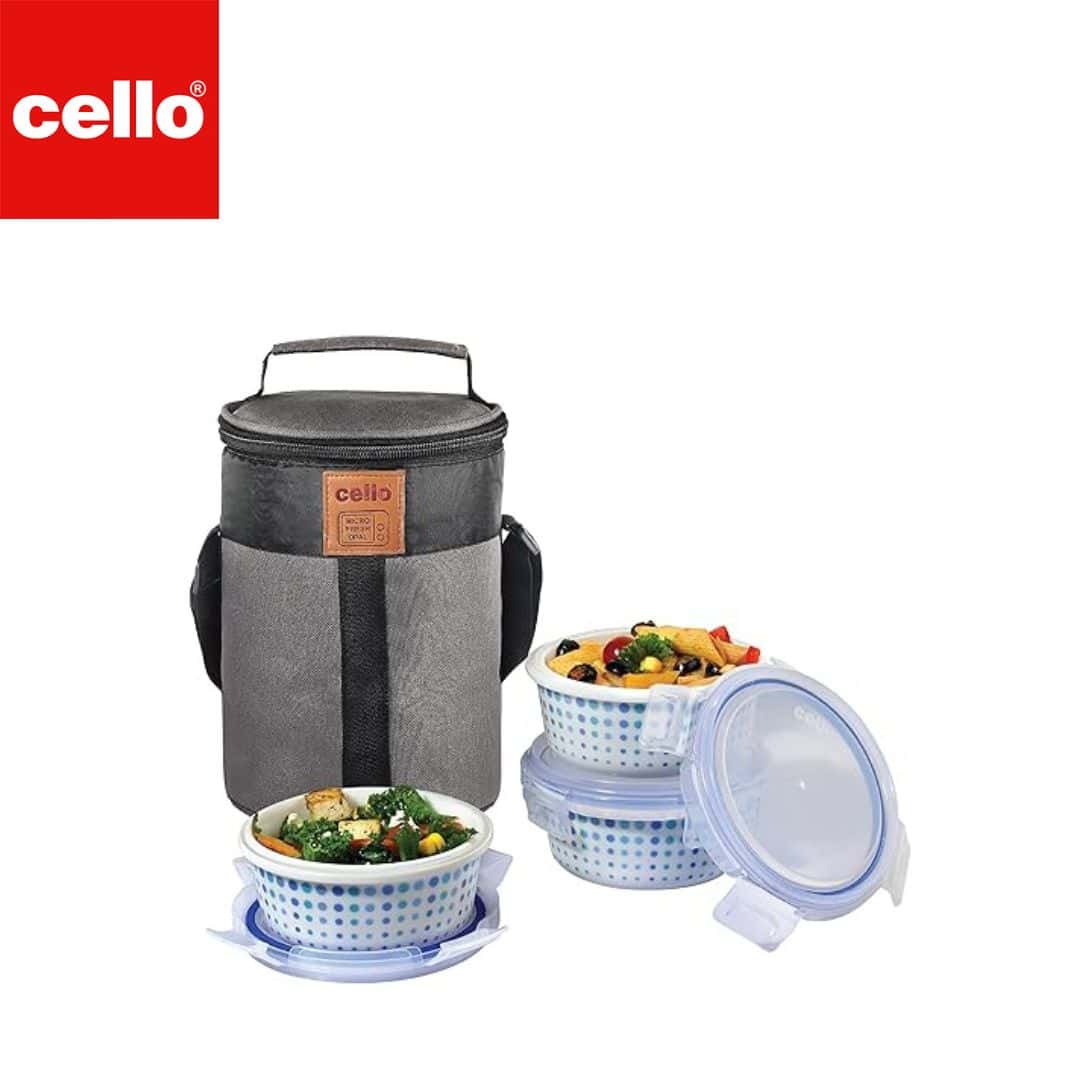 Cello Lunch Box W Jacket 3Pc - Cool Dots in bulk from India — Ant Mascot