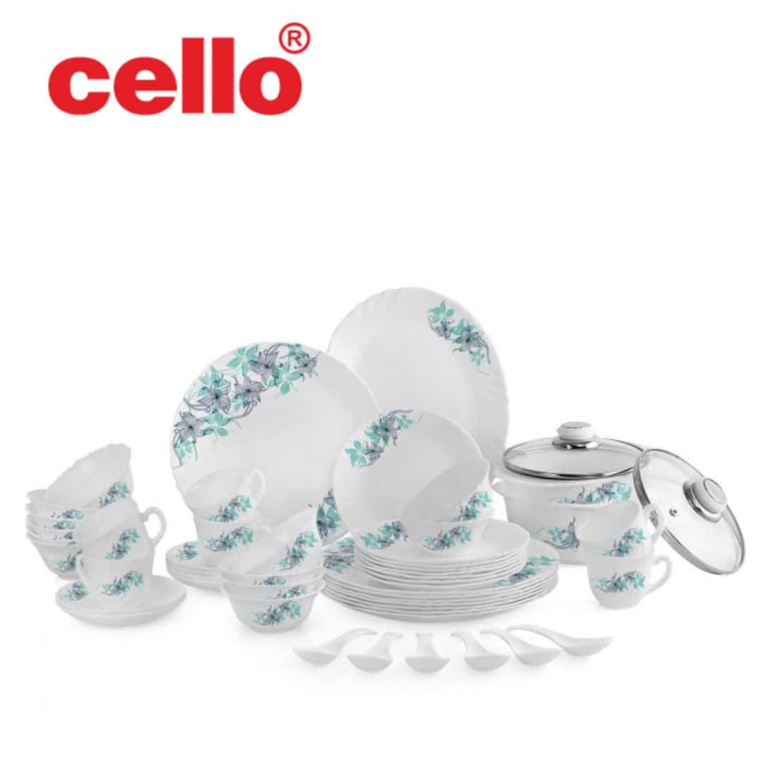 Cello Imperial Ds 45 Pcs Cssrl - Blue Buster: Sleek and Captivating Dinnerware Set in bulk from India — Ant Mascot