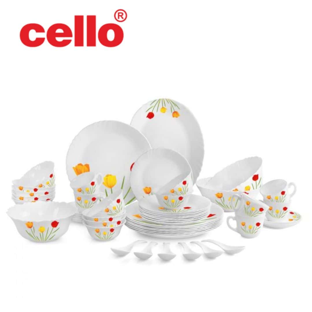Complete Cello Imperial Ds 63 Pcs Dinnerware Set (Tulip Garden) in bulk from India — Ant Mascot