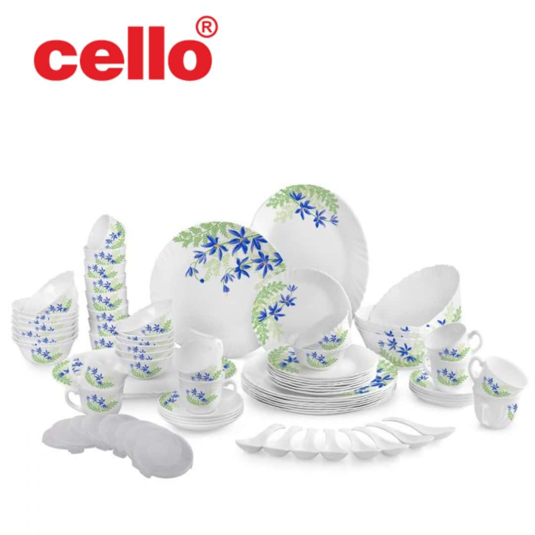 Cello Imperial Ds 63 Pcs - Blue Primrose: Elegant and Durable Dinnerware Set for Formal Dining in bulk from India — Ant Mascot