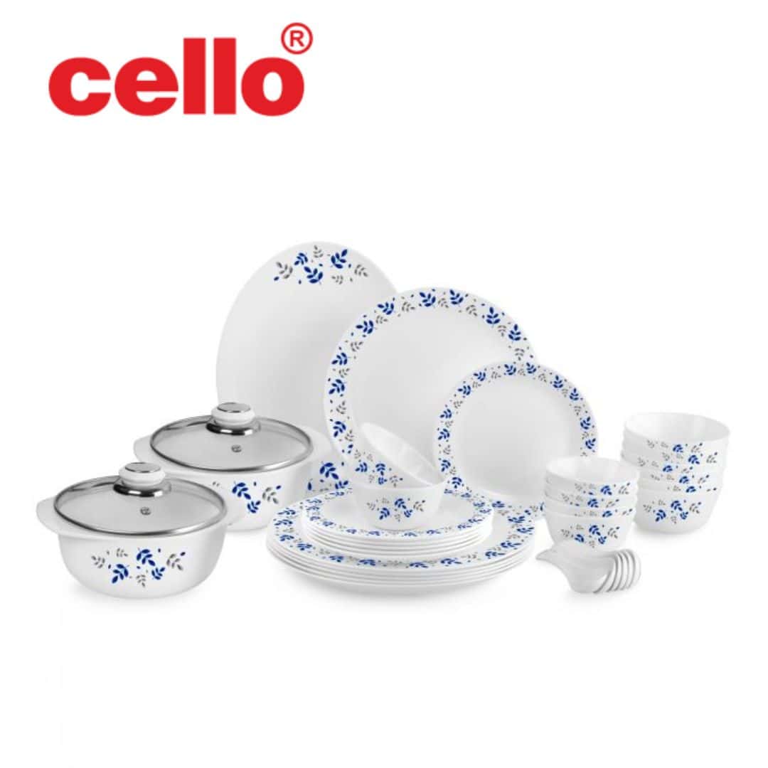 Cello Zarah Ds 35 Pcs Cssrl - Blue Foliage: Effortlessly Stylish Dinnerware Set with a Nature-Inspired Design in bulk from India — Ant Mascot