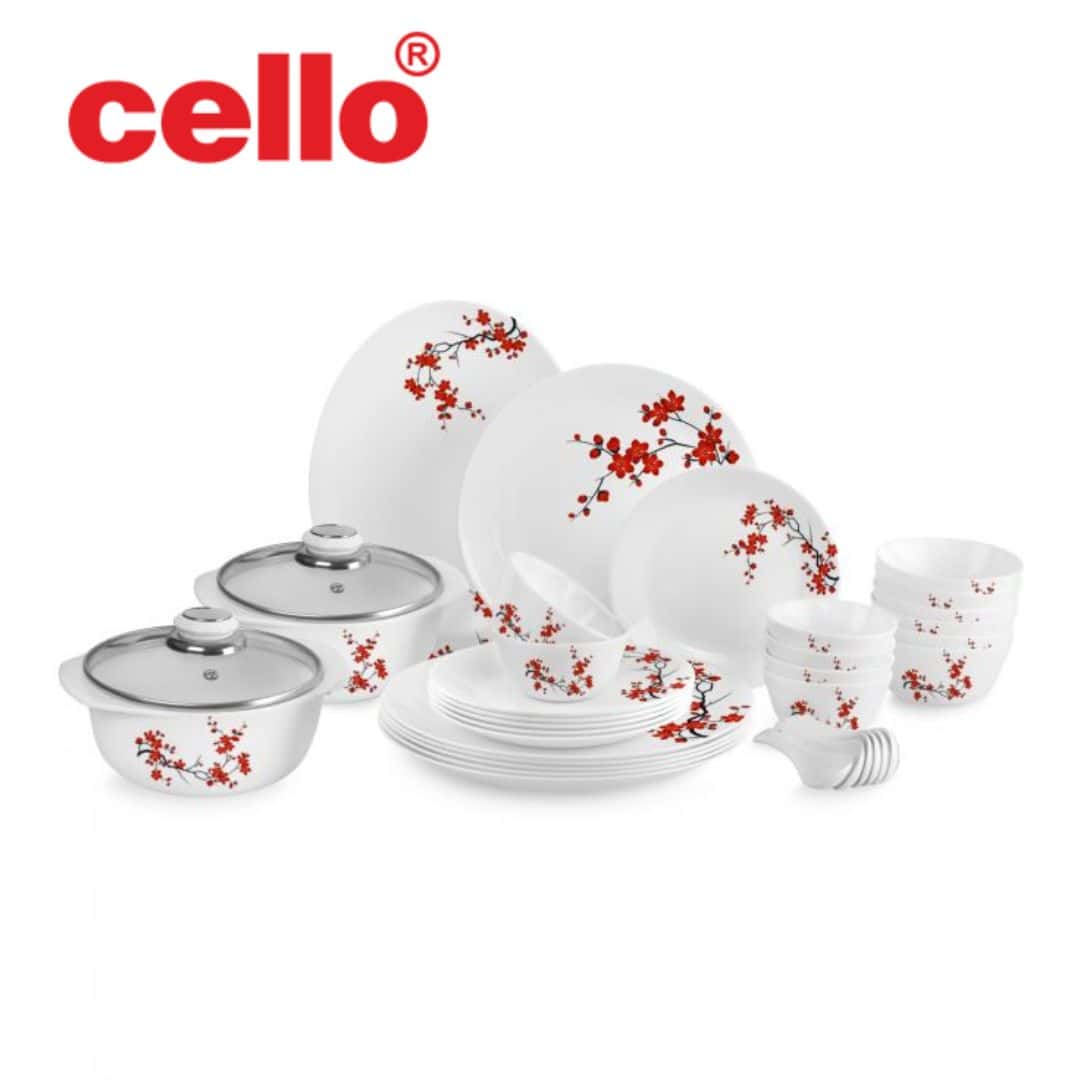 Cello Zarah Ds 35 Pcs Cssrl - Cherry Blossom: Elegantly Crafted Dinnerware Set in bulk from India — Ant Mascot