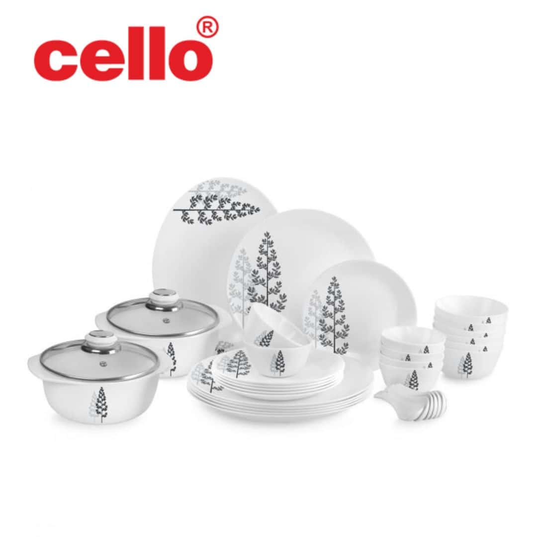 Festive Design: Cello Zarah Ds 35 Pcs Dinnerware Set (Winter Pine) in bulk from India — Ant Mascot